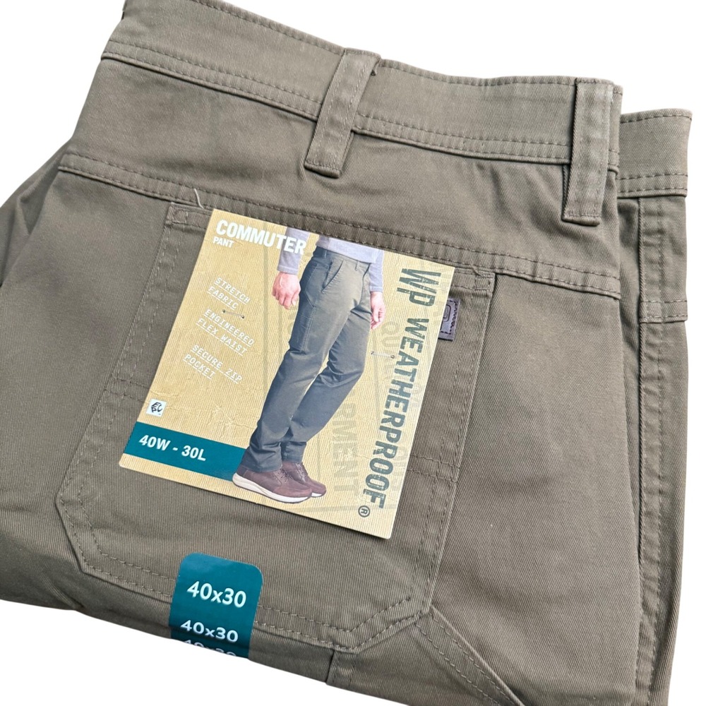 Weatherproof Mens Commuter Pant 40x30* Brown Stretch Flex Waist W5F899SC NEW